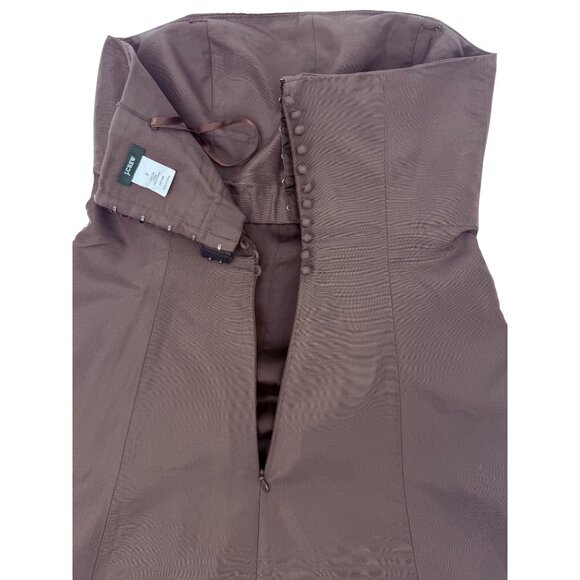 VTG 90s J.Crew Brown Silk Strapless Midi Dress | Elegant Tulle Lined A-Line Gown - Picture 7 of 16